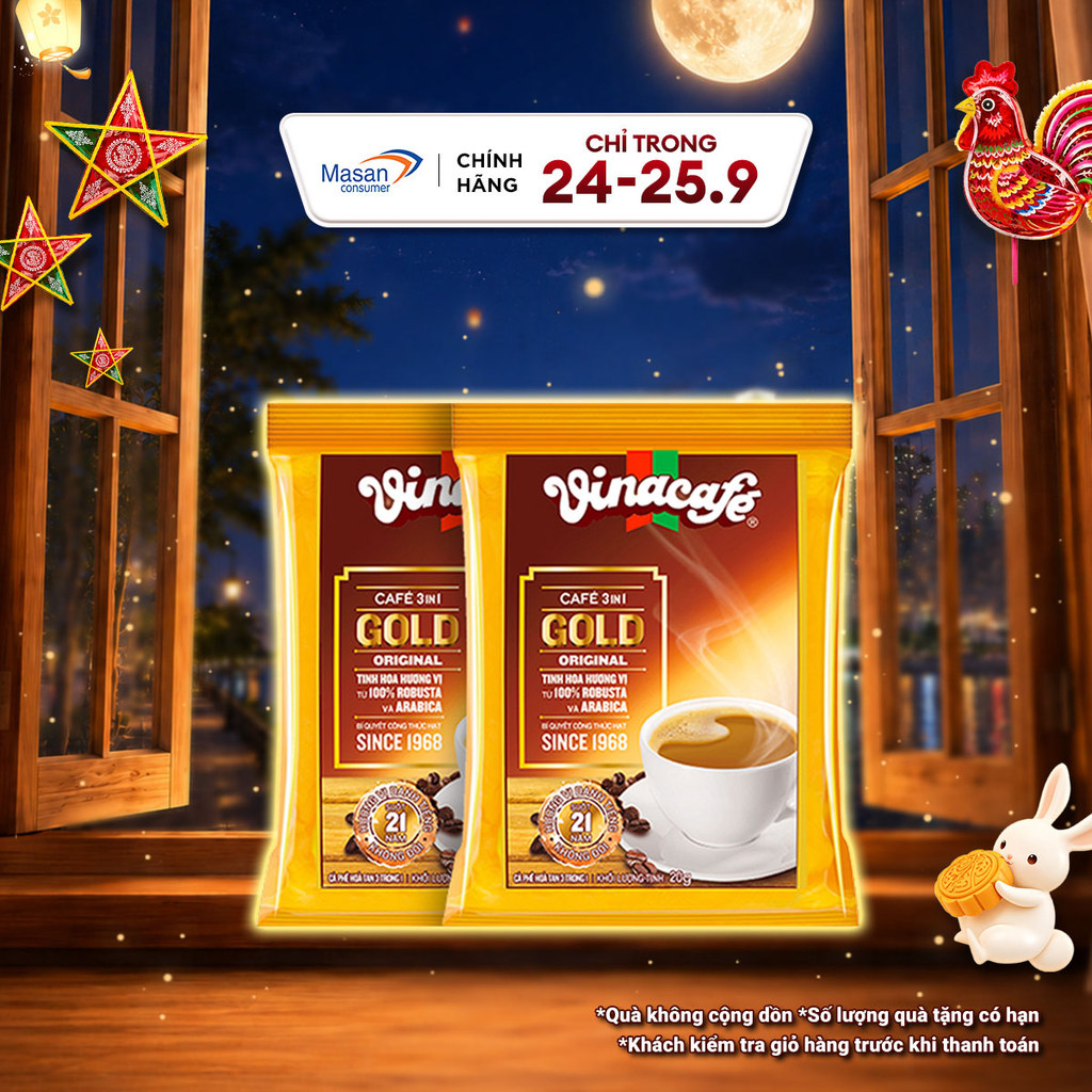 Combo 2 Cà Phê Vinacafé 3In1 Gold Original - Túi 24 Gói x 20g