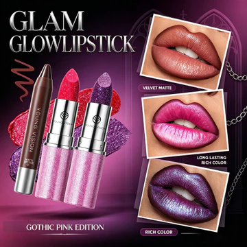 Bộ trang điểm môi Chameleon Shimmer 2 mảnh, Bộ môi Gradient Gothic, Combo Son môi & Son môi