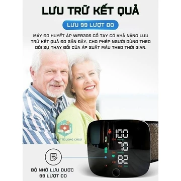 Máy Đo Huyết Áp Cổ Tay Cao Cấp – Màn Hình LED Rõ Nét, Hỗ Trợ Tiếng Việt, Độ Chính Xác Được Kiểm Chứng