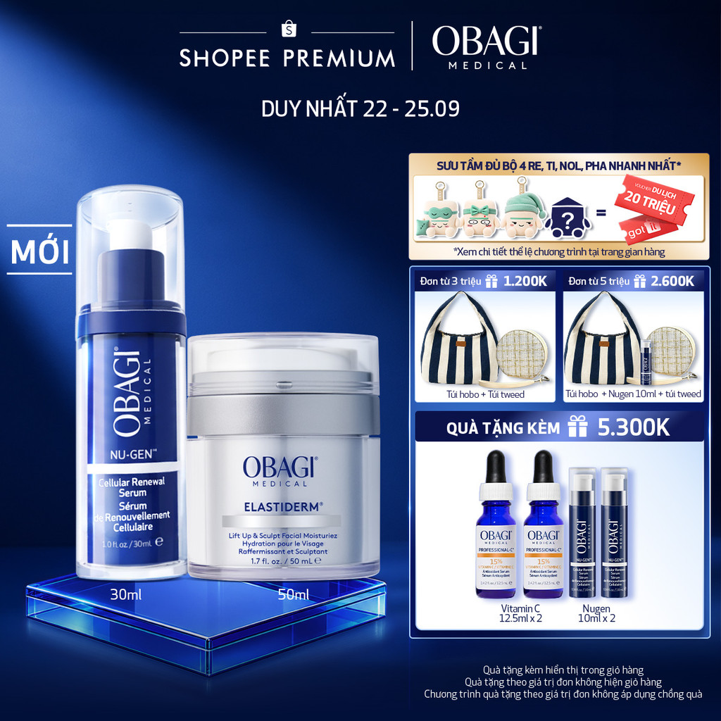 Combo Serum Kích Hoạt Năng Lượng Tế Bào Obagi Nugen 30ml & Kem Dưỡng ELASTIDERM Lift up & Sculpt Facial Moisturizer 50ml