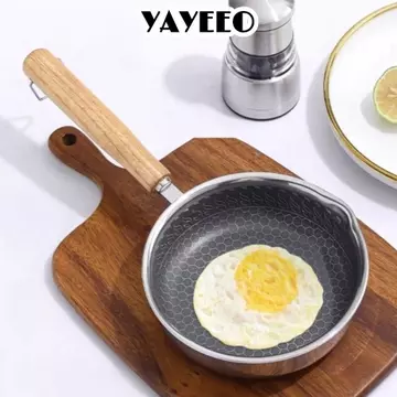 Chảo chống dính YAYEEO, Chảo chiên bề mặt chống dính bằng thép không gỉ, Chảo chiên đa năng Chảo chống dính không phủ cắm trại ngoài trời