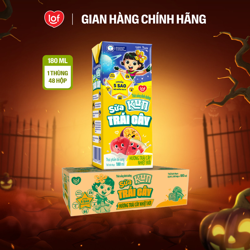 Sữa trái cây KUN vị trái cây thùng 48 hộp x 180ml