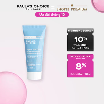 Kem chống nắng nâng tone cấp ẩm Paula's Choice Resist Super-Light Daily Wrinkle Defense Broad Spectrum SPF 30 15ml 7767
