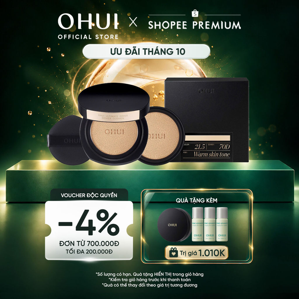 [OHUI Official] Phấn nước kiềm dầu che phủ cao mỏng nhẹ OHUI Ultimate Cover Denier Cushion SPF50/PA+++ 13G (Tặng 1 lõi)
