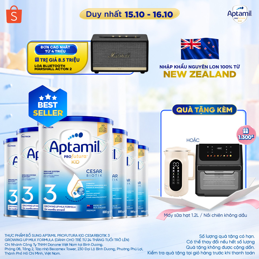 [MUA KÈM DEAL SỐC] CB6 Sữa bột Aptamil Kid Cesarbiotik New Zealand số 3 - Synbiotic đặc chế