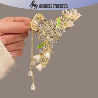Onetimingfine Kim Cương Giả Ngọc Trai sel Vuốt Tóc Hoa Kẹp Tóc Cho Nữ Thanh Lịch Đuôi Ngựa Thời Trang Phụ Kiện Tóc VN