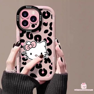 Ốp Lưng Cho Iphone 7Plus 15 14 11 16 13 12 Pro Max 15 14 7 16 8 Plus XS XR X Max Sweet Cool Leopard In Hình Dễ Thương Hello Kitty Cream Puff Soft Cover
