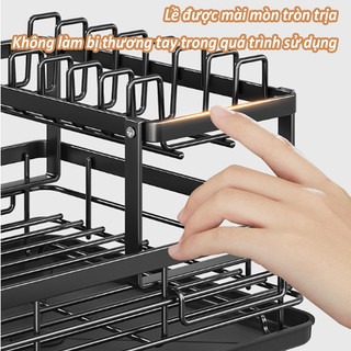 Kệ Để Chén Bát Đĩa Chống Gỉ Sét,2 Tầng Bằng Thép Cacbon Đa Năng Tiện Dụng