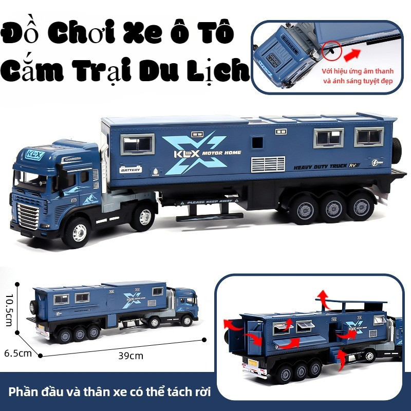 Xe Du Lịch Đồ Chơi 39cm - Đầu Xe Tách Rời, Có Đèn & Nhạc - Chất Liệu Hợp Kim Bền Bỉ Cho Bé