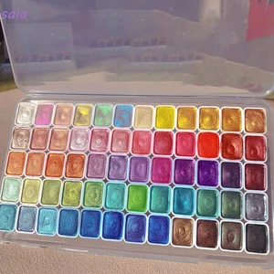 SAIA Pearlescent Glitter Watercolor Paints, Lightfastness Shine Watercolor Painting Pigments Set, 20 / 24 / 60Colors Flowers Decor Pearlescent Solid Watercolor Pigment