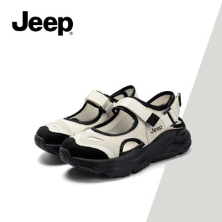 JEEP Mùa Hè Phong Cách Mới Nữ Mary Jane Sandal Cắt Laser Thoáng Khí Bao Mũi Giày Nữ Ngoài Trời