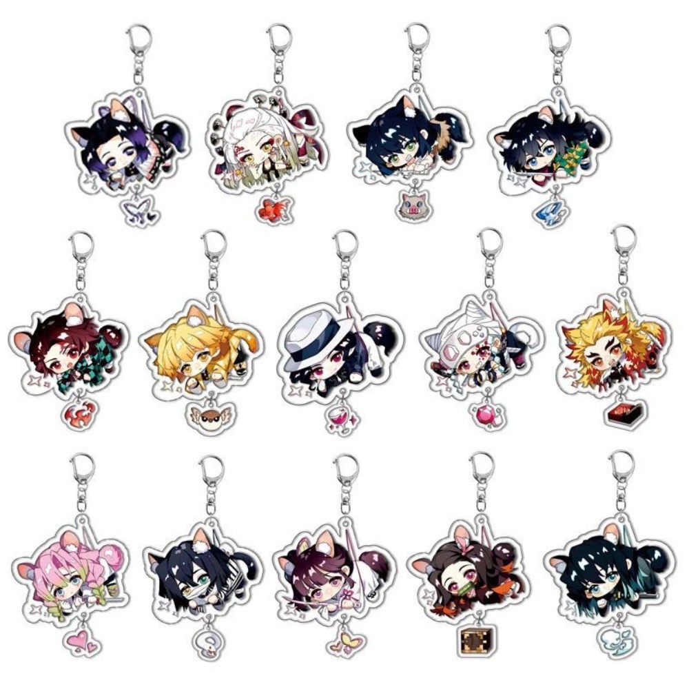 Demon Slayer Acrylic Key Chain Kamado Tanjirou Nezuko Hashibira Inosuke Agatsuma Zenitsu Anime Peripheral Decoration Pen