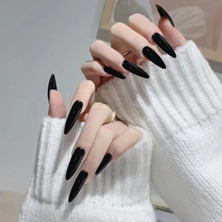 Đầu nhọn màu đen Làm móng tay giả dài chống Chip Móng tay giả chống nhòe cho những người yêu thích làm móng tay và những người làm đẹp