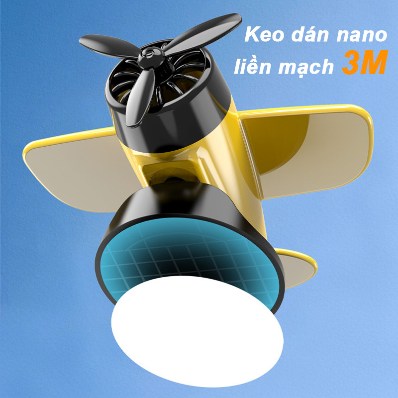 Trang trí ô tô năng lượng mặt trời – Máy bay chiến đấu, cánh quạt quay theo ánh sáng, chất liệu ABS bền đẹp