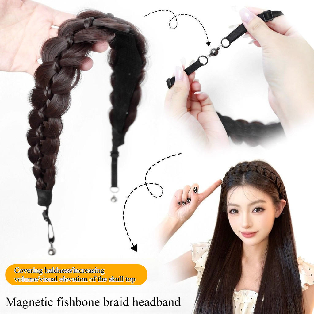 Băng đô giả từ tính với chất liệu xương cá, dễ điều chỉnh bằng Velcro - Phù hợp cho nữ