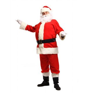 Quần Áo Ông Già Noel Xuất Khẩu - Tóc Dài - Trang Phục Hóa Trang Giáng Sinh