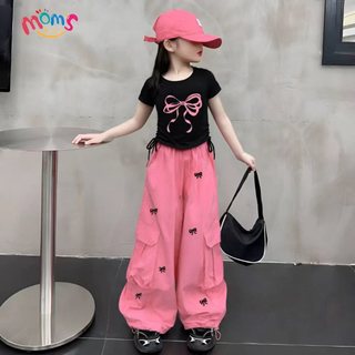 QuầN Cargo ốNg RộNg Cao CấP Cho Bé GáI ThiếT Kế KiểU HàN KếT HợP Nơ Phù QuầN Bí Cho Bé GáI