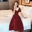 Đầm đỏ nữ corset suông dáng dài đầm dạo phố nhẹ nhàng xinh nhẹ nhàng đi biển váy liền công sở