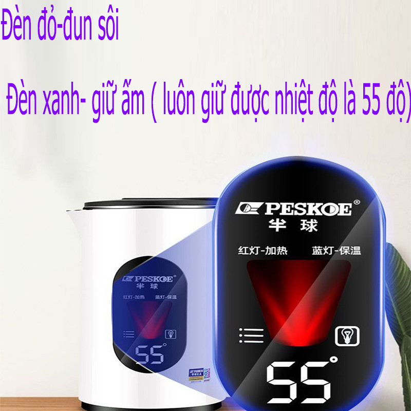 Bình đun nước siêu tốc  sức khoẻ Nhiệt độ luôn là 55 độ,Ấm siêu tốc inox CHÍNH HÃNG cao cấp 3L Tự động ngắt điện