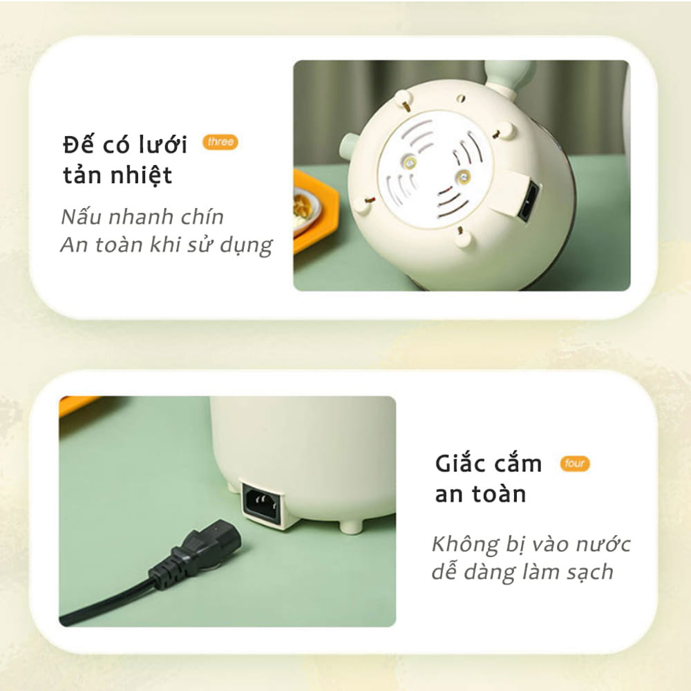Nồi Lẩu Điện OZHU 18cm 2 nấc nhiệt kèm giá hấp có tay cầm tiện dụng, nồi lẩu 2 tầng cao cấp