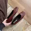 Giày mũi vuông TT Giày ba lê nữ Slip-On All-Match Da thật