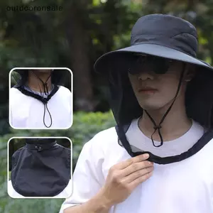 Mũ ngư dân ngoài trời Vành rộng Mũ Buet Mũ chống muỗi có lưới Mũ câu cá FSI