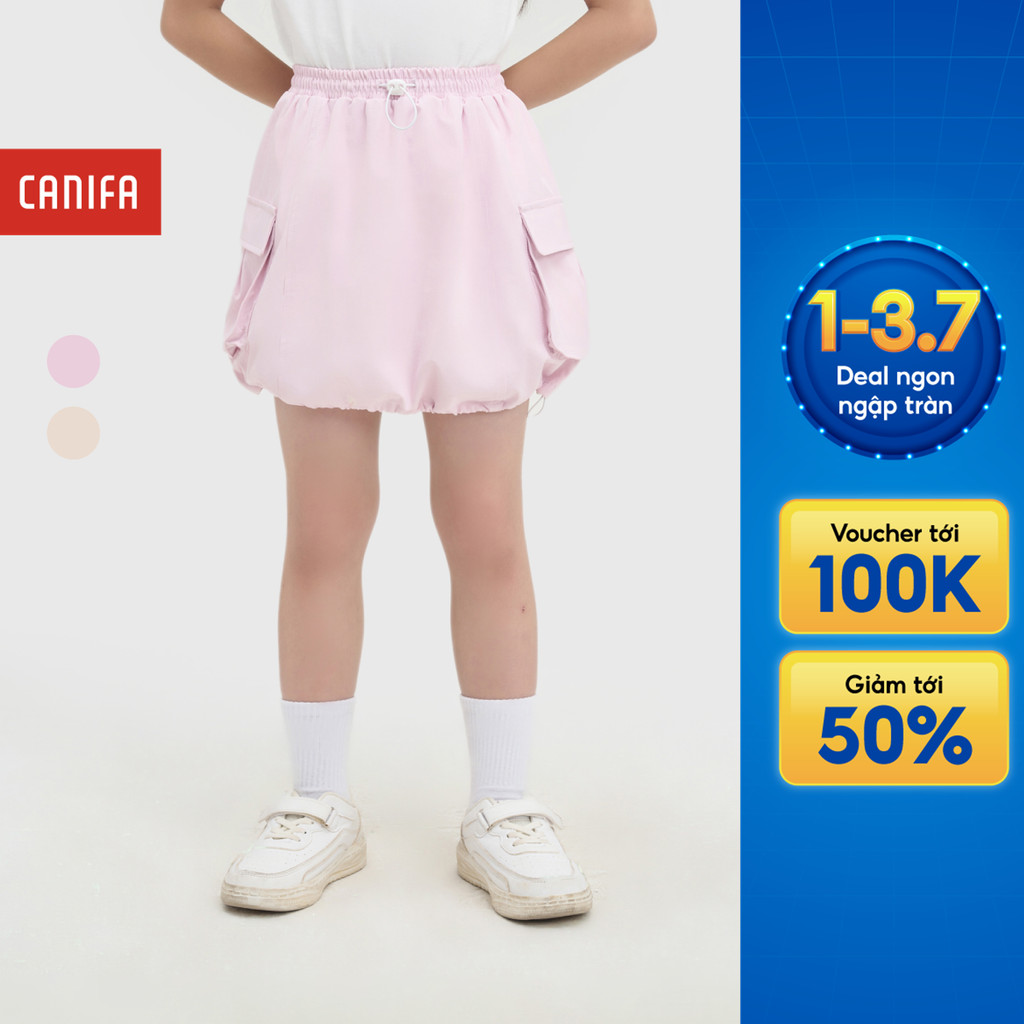 Chân váy bé gái CANIFA cạp chun có lót quần túi hộp hai bên 1KS25C003