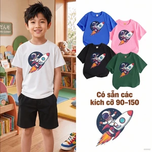 Áo thun bé trai cá tính Vải mềm mại phong cách Hàn Quốc họa tiết phi hành g dễ phối đồ từ 2-12 tuổi