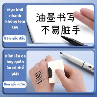 Bút Lông Dầu 2 Đầu Mực Đen/Đỏ Bút Đánh Dấu, Nước Siêu Nhanh Khô Tranh Vẽ Mỹ Thuật Cao Cấp