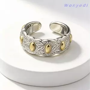 WANYEDI Nhẫn Bảy Hạt, Nhẫn Mở Phong Cách Trung Hoa Tinh Tế, Cá Tính Vintage Thanh Lịch Nhẫn Nữ Quà Tặng