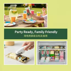 {AKIN} 100 Cái Túi đựng kem hoạt hình Túi đựng kem Popsicle tự làm Vỏ bảo vệ bằng nhựa dùng một lần Túi niêm phong lưu trữ DIY {a}