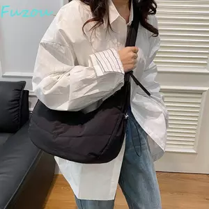 Túi xách tay xếp ly FUJIOU, Túi đeo chéo Nylon INS Túi đeo vai, Túi đựng nách thời trang cầm tay phong cách Hàn Quốc sang trọng đơn giản