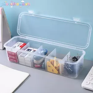 Khung Ảnh 5 Ngăn Hộp Bảo Quản Có Nắp Nhìn Xuyên Qua Cáp Sạc Hộp Tổ Chức Cáp Dữ Liệu Hộp Quản Lý Sos Đồ Lót Hộp Bảo Quản VN