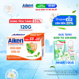 Xà phòng Aiken sạch khuẩn Ngừa Mụn Sáng Da chiết xuất Bạc Hà 120g