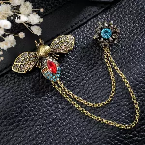 Vintage Động Vật Dễ Thương Ong Kim Loại Dây Xích Thổ Cẩm Người Phù Hợp Với Áo Sơ Mi Pin Nữ Áo Phụ Kiện Trang Sức Quà Tặng [Mina]
