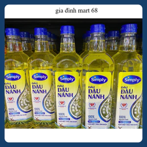 Dầu Ăn Simply Đậu Nành Nguyên Chất 1L - Dầu Đậu Nành Tinh Luyện Cao Cấp, Giàu Omega 3 6 9, Chai 1 Lít