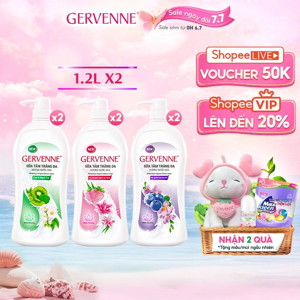 Combo 2 Sữa tắm trắng da 1.2L hương nước hoa Gervenne