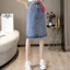 Váy Denim màu xanh thông thường dành cho nữ Thời trang nữ Phong cách Hàn Quốc Váy Midi bút chì cạp cao