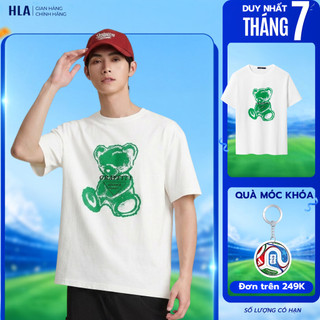 [GIẢM 50%] Áo thun nam tay ngắn HLA x ZOLA thêu hoạt hình form rộng, mát lạnh & co giãn