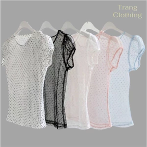 Áo Lưới Chấm Bi Tay Bồng TRANG CLOTHINGG Kiểu Xuyên Thấu Gợi Cảm - Hieuvy Botique
