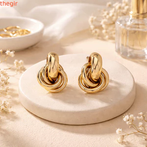Bông tai nút THEGIRL8B, Bông tai xoắn không đều hình học, Thiết kế nhiều lớp sáng tạo Phong cách Chunky Vintage Bông tai đinh tán kim loại hàng ngày