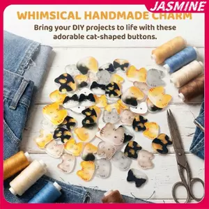 JASMINE Nhựa Mèo Nút Hai Lỗ 20 Chiếc Phong Cách Hoạt Hình Dễ Thương Cho DIY Trẻ Em Quần Áo Trang Trí Thêu Sò JASMINE