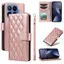YJD Ốp Lưng Cho Xiaomi 17T Pro Gingham Phong Cách Khe Cắm Thẻ Da Dây Đeo Tay Chống Rơi Vỏ Điện Thoại