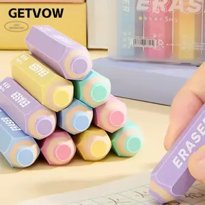 GETVOW 5 Cái / bộ Bút Chì Cao Su, Quà Tặng Hai Đầu Bút Chì Tẩy, Lục Giác Nhiều Màu Loại Bút Tẩy Sinh Viên Văn Phòng Phẩm