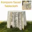 DONOVANQQ Ren Khăn Trải Bàn, Khăn Trải Bàn Tua Rua Pompom Thêu Chống Bụi, Phong Cách Pháp Cotton Tròn Hộ Gia Đình Pháp Khăn Trải Bàn Trang Trí Phòng Khách