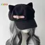 < Honeyba > Tai Mèo Nữ Bông Tai Kẹp Gothic Gothic Gothic Beret Y2K Bé Gái Steampunk Punk Dây Kéo Handmade Mũ Chống Nắng Đẹp
