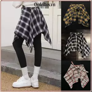 Áo Sơ Mi Eo ORDOBOX, Váy Kẻ Sọc Nữ Co Giãn Không Đều, Lưới Xanh Trắng Nơ Nơ Váy Ngắn Chữ a Mini Váy Dạo Phố Bé Gái