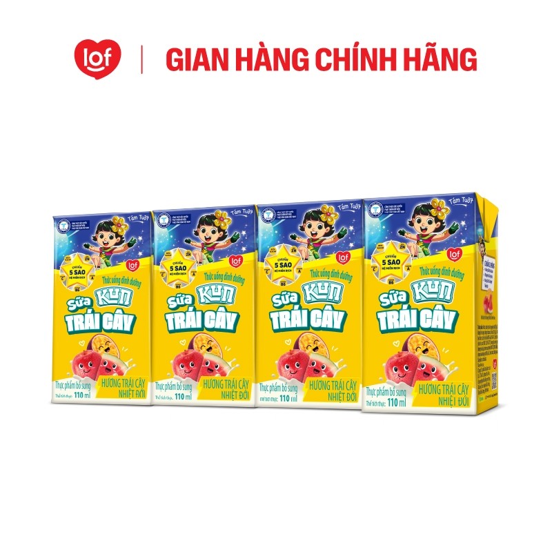 Sữa trái cây KUN vị trái cây nhiệt đới thùng 48 hộp x 110ml