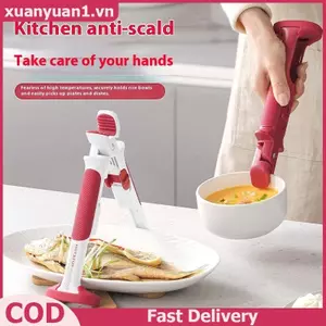 XUAN 2 Trong 1 Silicone Bát Giá Đỡ Kẹp Chịu Nhiệt Tay Cầm Dài Bát Kẹp Chống bỏng Đĩa Nóng Retriever Lưỡi Cho Nhà Bếp VN