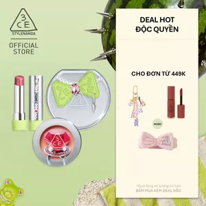 3CE BST MIKSHIMAI - PHẤN NƯỚC FITTING MESH CUSHION, SON BÓNG GLAZY LIP GLOW, MÁ HỒNG FACE BLUSH